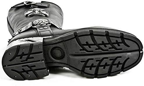 New Rock Mens Boots MR030-S1 Black Western 100% Leather Gothic Platform Riding Biker Shoes 44 | Image 5