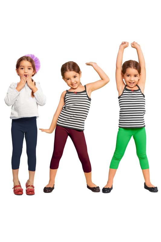 Image of NIK & KNIT Premium Stretchable Plain Capri Leggings for Girls /Kids | Night Wear | Leggings /Capris (Top /T-Shirt NOT Included)
