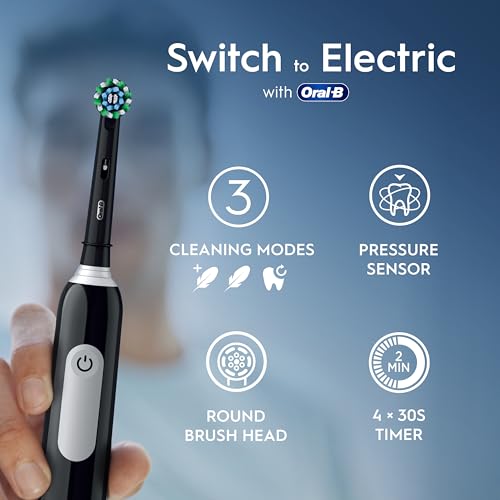 Oral-B Pro 1 Electric Toothbrush For Adults, Oral B Electric Toothbrushes Adults, With 3D Cleaning, 1 Toothbrush Head, Gum Pressure Control, 2 Pin UK Plug, Black - Image 4