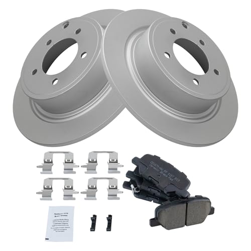 Image of TRQ Rear Brake Pad and Rotor Set Ceramic G Coated Rotors Compatible with 2013 Mitsubishi Outlander ES SE Front Wheel Drive