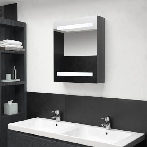Solivagant Armoire de Salle de Bain à Miroir LED Gris Brillant 50x14x60 cm,(12.25 KG)