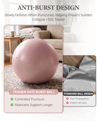 Image of Trideer Exercise Ball, Stability Yoga Ball for Physical Therapy, Active Sitting, Pregnancy & Birth Labor Prep, Core Strength, Balance Training, Posture Improvement and Daily Stretching, 55 /65 /75cm