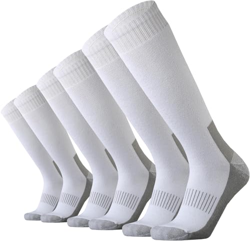 SoxDaddy Men's Tube Socks 3Pairs Premium Cushion Cotton Over The Calf Athletic Knee High Socks For Men Big & Tall(US10-13, White)