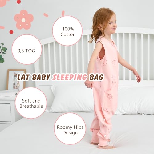 Image of LAT Baby Sleep Sack,Summer Toddler Cotton Sleep Sacks with Legs,Dinosaur for Boys Girls,Baby Wearable Blanket with Zipper