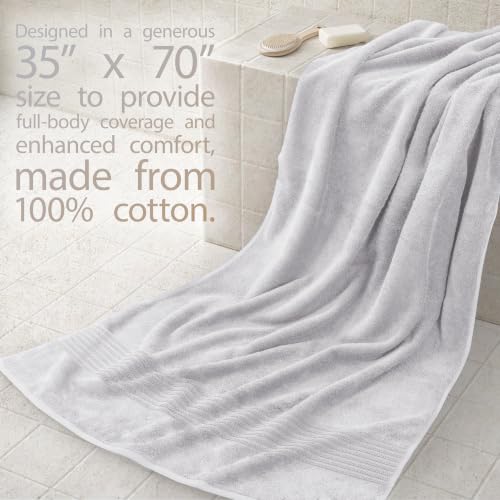 Image of Cotton Paradise 100% Cotton Hand Towels, 2 Piece 35x70 Hand Bath Towels, Silver Grey