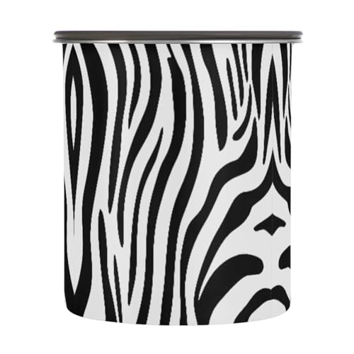 Image of Quteprint Stainless Steel Coffee Storage Containers with Airtight Lid, Zebra Animal Print Skin 17oz Food Storage Container Kitchen Canister for Tea, Coffee Beans, Ground, Sugar Storage
