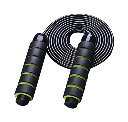 縄跳び 縄跳び 調節可能 ワークアウト 縄跳び 絡まない ジム フィットネス スピード 縄跳び ベアリング フォームハンドル エアロビクス エクササイズ 縄跳び(青:ブラックグリーン、サイズ:340cm)
