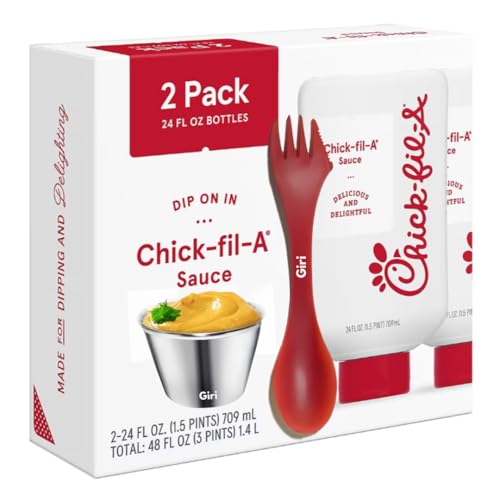 Chick-fil-A Sauce Original, 2 pk./24 fl oz Bottles Bundle with Giri Plastic Spork and Stainless...