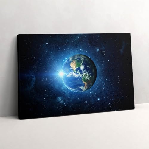 Peinture murale haut de gamme NASA Terre et soleil sur toile d'art Wallfluent