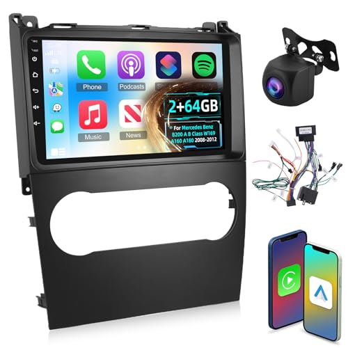 【Per l'autoradio Benz B200 A B Class W169 A160 A180 Android】Questa autoradio è adatta per Mercedes Benz B200 A B Class W169 A160 A180 2008 2009 2010 2011 2012. Dotata di sistema operativo Android 13, 2 GB di RAM e 64 GB di ROM, offre un touchscreen 2.5D da 9 pollici con risoluzione 1024x600. Inoltre, i temi desktop 26UI assicurano un'esperienza utente personalizzata.【Nota: Si prega di controllare il modello di auto e gli anni e il cruscotto prima di ordinare.】