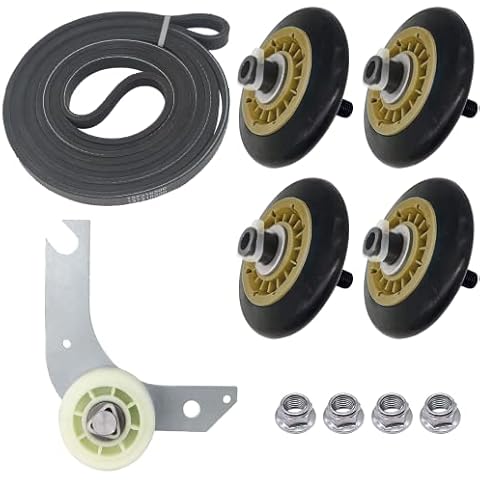 134715900 Dryer Drum Roller Assembly & 134793500 Dryer Idler Pulley & 137315300 Dryer Belt, Upgraded Dryer Repair Kit for Electrolux/Frigidaire Dryer Belt Maintenance Kit Cover