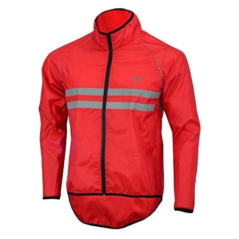 APEXWEAR Mens Cycling Jacket High Visibility Waterproof Running Top Rain Coat S to 2XL (RED, MEDIUM) Cover
