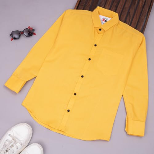 Image of Vikita Enterprise Kid Boy's Cotton Solid Shirt with Spread Collar Neck Full Sleeves Button Closure Curved Length and One Pocket | Shirt For Kids Boys