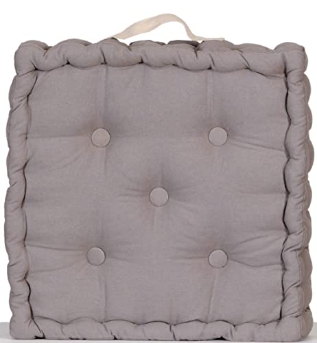 Atout Ciel Coussin de Sol 40x40cm avec Anse contrastée, Gris, Carré