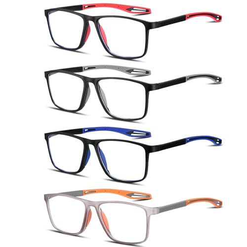 Jostift 4 Pack Lesebrille Herren Reading Glasses Sportlicher Quadratische Blaulichtblockierende Lesebrillen für Herren 2.5