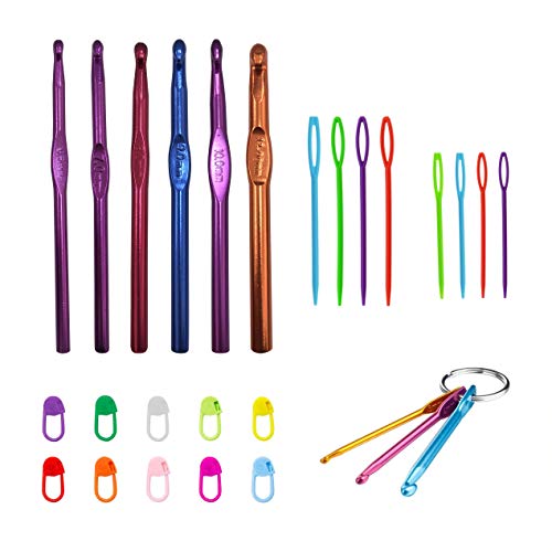 Large Size 6.5mm 7.0mm 8.0mm 9.0mm 10.0mm 12.0mm Crochet Hooks Aluminum Crochet Hooks Set with Crocheting Accessories