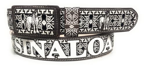 Men's Laser Cut Sinaloa Western Belt, Charro Saddle Cinto Charro Vaquero Sinaloa2
