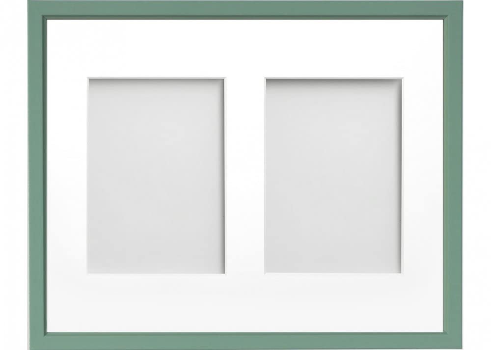 Frame Company Drayton Multi Aperture Photo Frame, Green, 14x11 for 7x5 inch (x2)