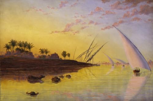 Vue sur le Nil par Seddon, affiche en toile 60x90cm et peinture murale d'art pour salon