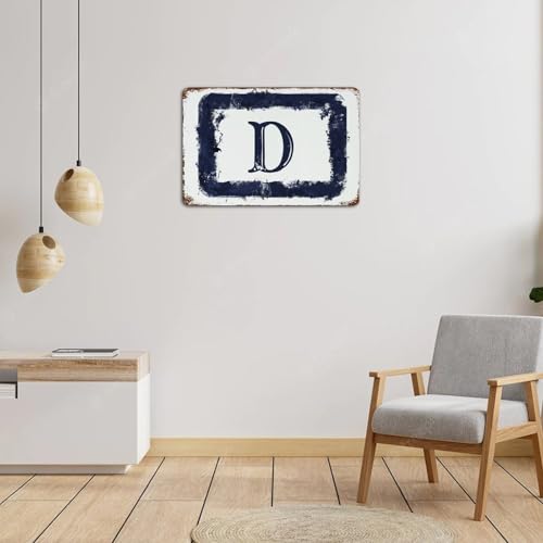 Monogramme lettre D rétro métal objet d'art mural durable