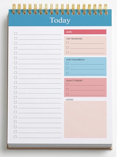 Image of Zaslan To Do List Notepad - Daily Planner Notepad Undated 54 Sheets /108 Pages Tear Off, 6.5 inch x 9.5 inch | Planning Memo Pad (Blue Balance)