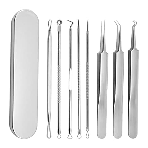 Acne Needle Set 8 Piece Blackhead Clip Cell Clip Beauty Needle Acne Clip Set Stainless Steel for Beauty Salon Household Cover