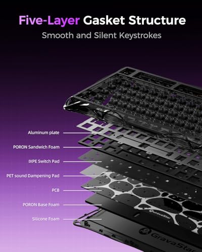 Image of GravaStar Mercury V75 Lite Hall Effect Magnetic Gaming Keyboard - 8KHz Rapid Trigger Wired 75% Keyboard, Adjustable Actuation, Hot-Swappable Switches, Transparent RGB for PC /Mac