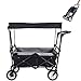 Amazon Brand - Umi Bollerwagen mit Dach Transportwagen Ausziehbarer Griff Handwagen Transportkarre Faltbar Gartenwagen Gerätewagen 361°Drehbar (Schwarz)