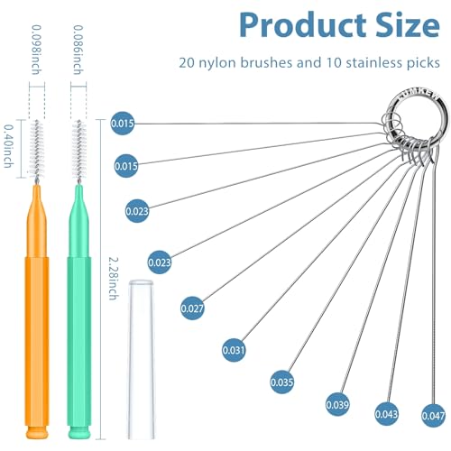 Image of Multiple-Size Shower Head Cleaning Brush Cleaner Tool Picks for Small Hole Nozzle, 30PCS (Orange Green)