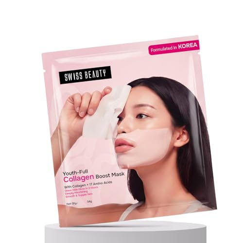 Swiss Beauty Care Youth-Full Collagen Boost Mask | Glass-Skin In 2 Hours | With Collagen & 17 Amino Acids | Plumps & Hydrates | 34g