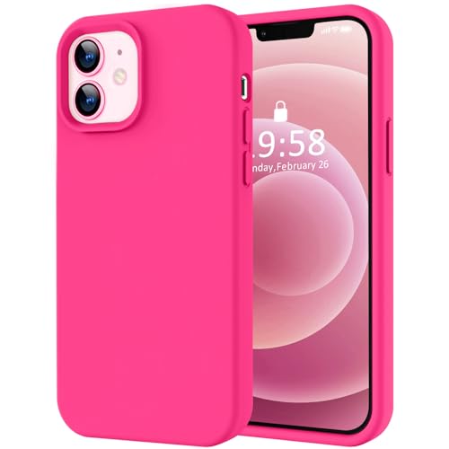 Image of LOVE 3000 Designed for iPhone 12 Case /iPhone 12 Pro Case, Premium Silicone with [Soft Anti-Scratch Microfiber Lining] Shockproof Protective Phone Case for Men Women Girls 6.1 inch, Hot Pink