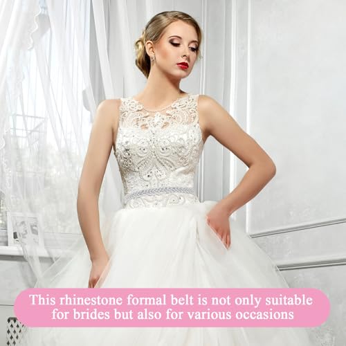 Giantree Silver Glitter Rhinestone Belt, Bride Silver Wedding Belts, Adjustable Wedding Pearl Crystal Weddings Belt Weddings Satin Elegant Ball Gown Accessories Suitable for Dresses and Bridesmaids4