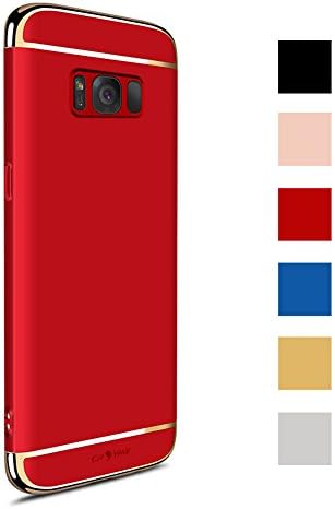 CROSYMX Galaxy S8 Plus Case, Thin and Slim Hard 3 in 1 Stylish Cover Matte Surface with Electroplate Frame Back Cover for Samsung Galaxy S8 Plus (6.2'')(2017) - Red