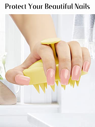 Image of HEETA Scalp Massager with Soft Silicone Bristles - Promotes Hair Growth, Exfoliates Scalp, Removes Dandruff, and Enhances Shampoo Cleansing, Yellow
