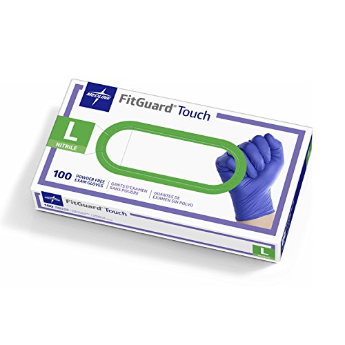 Medline FitGuard Touch Nitrile Exam Gloves, 1000 Count, Large, Powder Free, Disposable, Not Made with Natural Rubber Latex, Excellent Sense of Touch for Medical Tasks, Durable for Household Chores