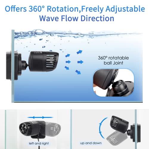 Image of hygger Wave Maker for 40-100 Gallon Aquarium with Magnetic Mount Quiet Powerhead for Saltwater and Freshwater Fish Tank 1056 GPH