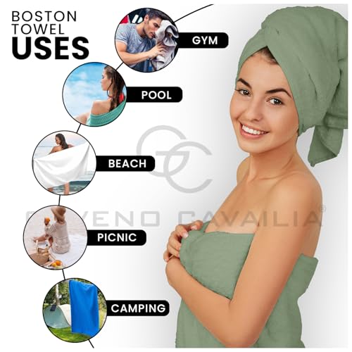 GC GAVENO CAVAILIA 8 Piece Egyptian Cotton Towels - Quick Dry Highly Absorbent Bathroom Towel Bale - (4 Face Towel + 2 Hand Towel + 2 Bath Towel) - Sage Green - Cosy Home Interiors GC GAVENO CAVAILIA 8 Piece Egyptian Cotton Towels - Quick Dry Highly Absorbent Bathroom Towel Bale - (4 Face Towel + 2 Hand Towel + 2 Bath Towel) - Sage Green - Image 3