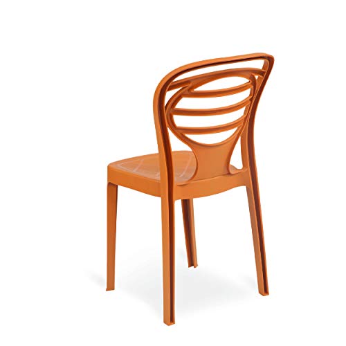 Image of Oaknest Supreme Oak Armless Plastic Dining Chair | Compact & Ergonomic Design for Home, Living Room, Balcony & Outdoor Seating | Color : Amber Gold, Set of 2