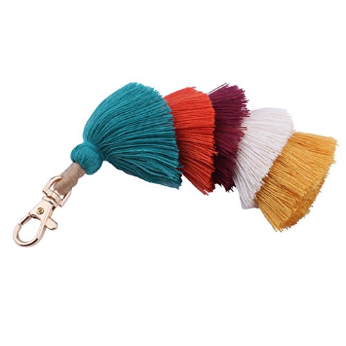 GreatFun Colorful Tassels Charm Car Keychain Handbag Bag Pendant Key Ring