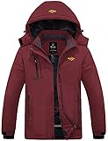 wantdo Women's Snowboard Jacket Warm Fleece Ski Coat Waterproof Wine Red Large