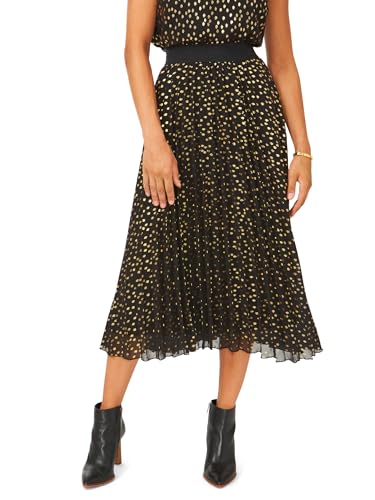 Vince Camuto Womens Black Lined Elastic Waist Pull-on Printed Midi Pleated Skirt XL