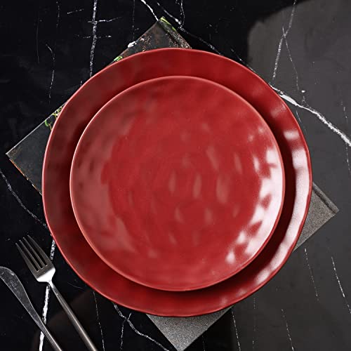 Stone Lain Sam Porcelain 32-Piece Round Dinnerware Set, Red #TOP6