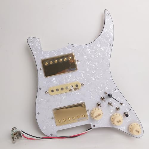 アメリカ/メキシコノフェンダーのストラトキャスターのエレキギターの交換部品のため息のアルコ5のハムバッカーのピックアップを分けるコイルがいつものHSHのギターの事前配線された荷を積まれたStrarのPickguard、