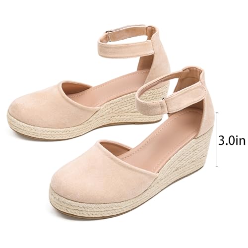 Image of Womens Espadrilles Sandals, Closed Toe Platform for Women Ankle Strap Casual Comfortable Wedge Sandals