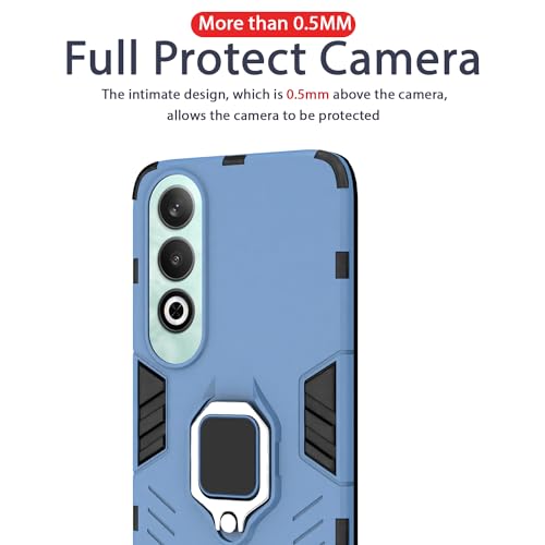 Image of Pikkme OnePlus Nord CE 4 5G Back Cover | D5 Tough Armor Bumper | 360 Protection Case | Ring Holder Stand Case for OnePlus Nord CE 4 5G (Blue)