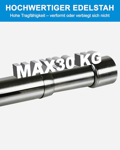 2 Stück Heramin Teleskop-Schrankstange, 56-100cm Ausziehbare Kleiderstange,Wandmontage Kleiderstange für Schrank & Garderobe, Silber