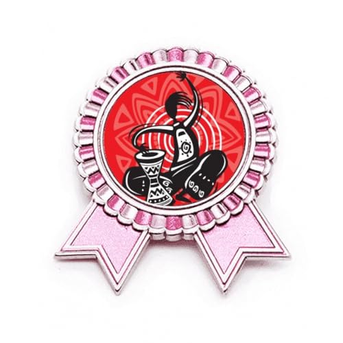 Broche rose Tambourin Mexique en métal M pour soirée à thème