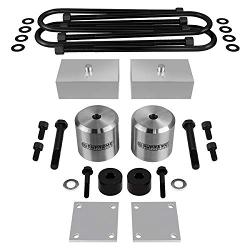 Supreme Suspensions - Full Lift Kit for 2005-2016 Ford F250 F350 Super Duty 4WD OVERLOADS 3" Front Lift Spring Spacers + 2" Rear Lift Blocks + UBolts + Brake Line Brackets + Bump Stop Spacers (Silver)