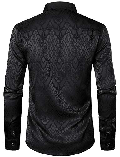 ZEROYAA Men's Hipster Slim Fit Long Sleeve Gothic Jacquard Button Up Dress Shirts for Party Prom3