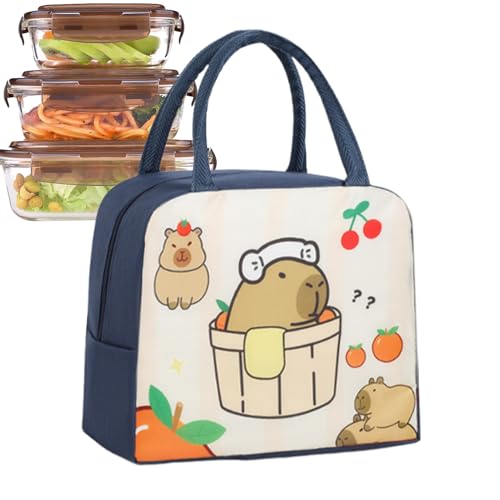 Nuytghr Capybara ランチバッグ 再利用可能 保温ランチトート 断熱 日常 アウトドア キャンプ 旅行 通勤 ピクニック 幼稚園 ハイキング 学校 学生